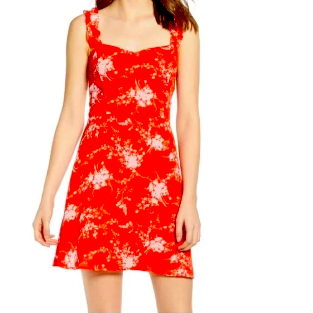 NWOT All In Favor Stella Ruffle Strap Minidress in Red size M - Picture 1 of 5